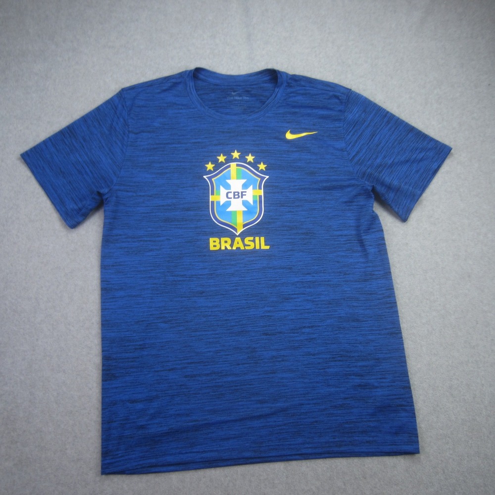 Brasil T Shirt Mens Medium‎ Blue Soccer National Team Velocity CBF Nike Dri Fit